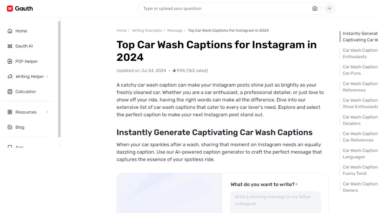 Shine Bright: Top Car Wash Captions for Instagram Crafted by Gauth